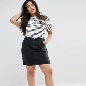 NWT ASOS curve high waist black denim skirt